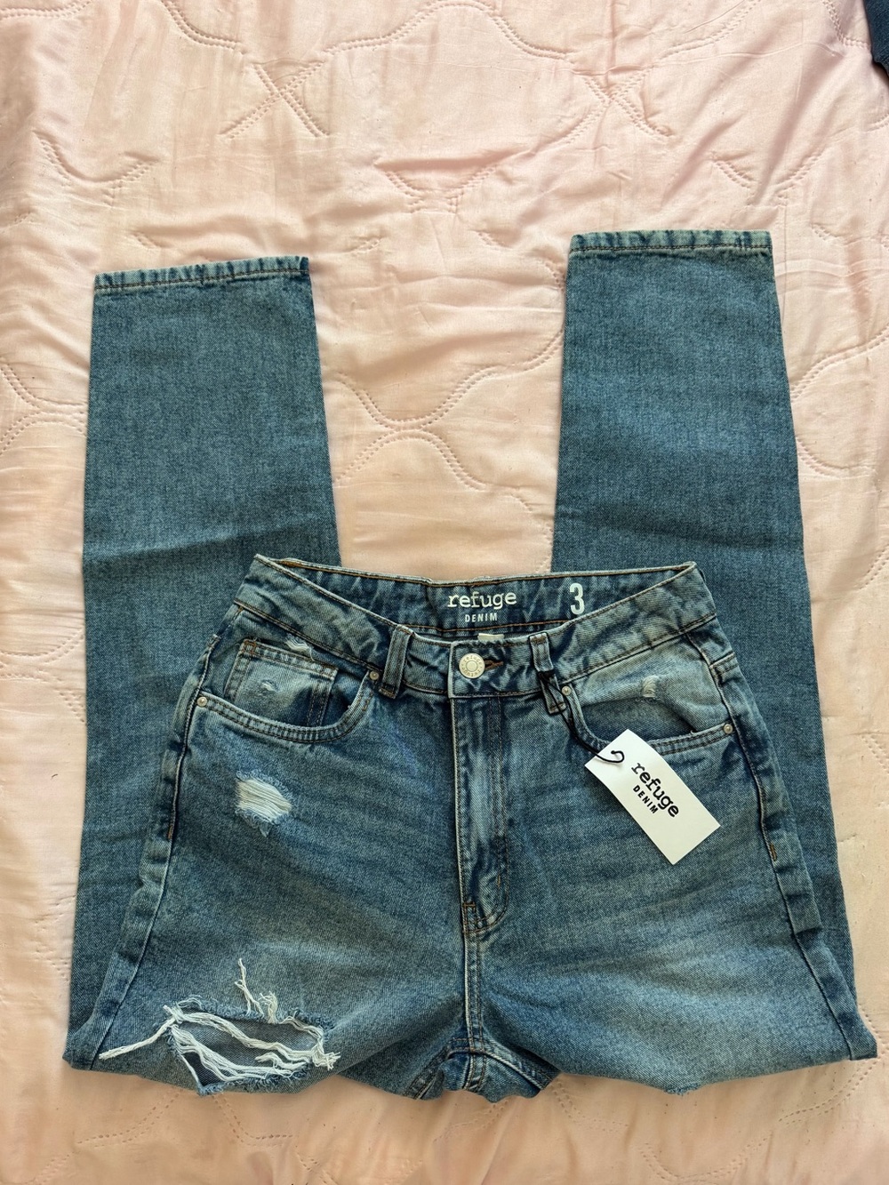 refuge Distressed Blue High-Waist Jeggings